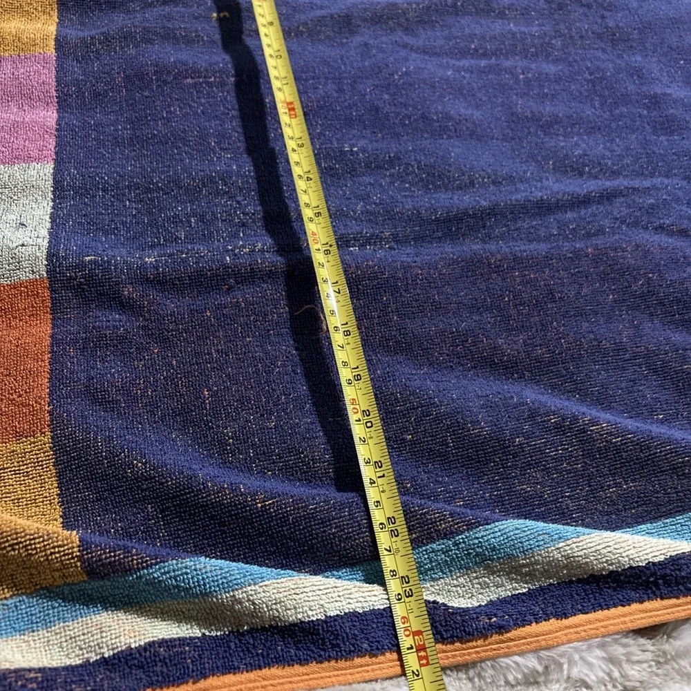 Vintage 90's Y2K Retro Large Beach Towel Fish Multicolored Stripes